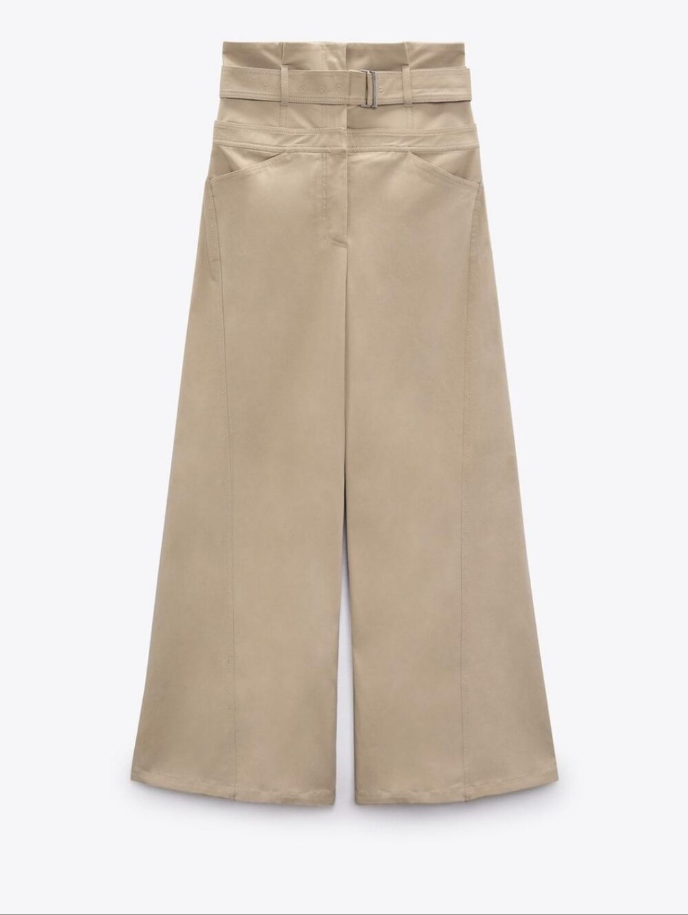 Zara Belted Gabardine Pants in Light Whiskey